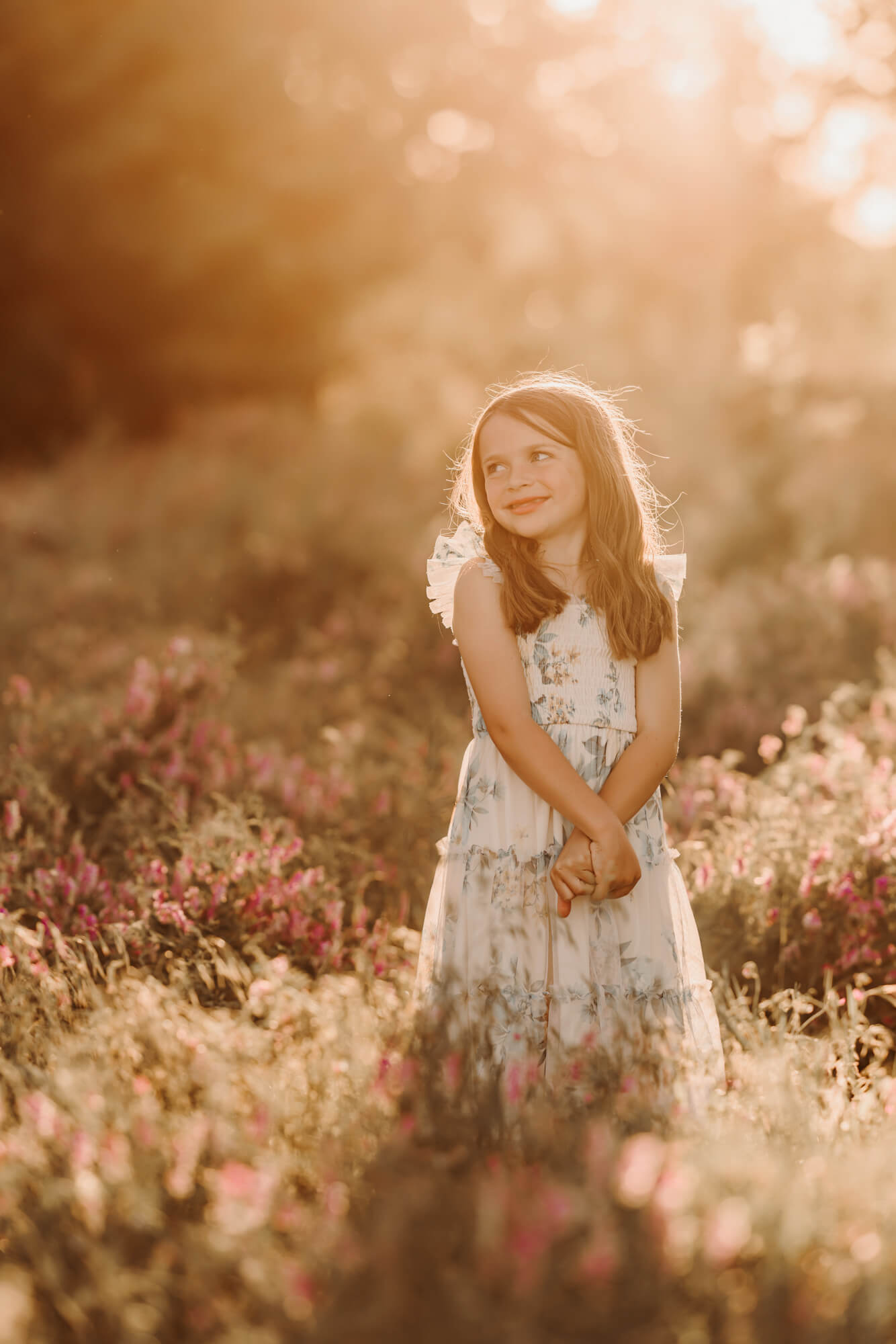 Girl in a field with purple flowers, things to do with kids in Oklahoma City